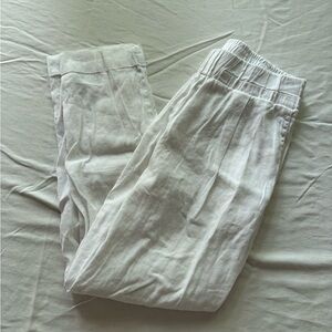 Monrow White linen Relaxed Fit ankle pants